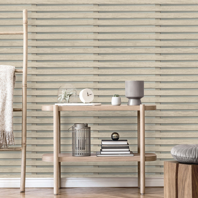 Marlow Grey Wood Slats Wallpaper with Farmhouse Wood Graphic Pattern - Fine Decor FD42997