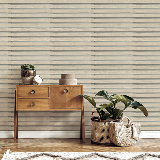 Marlow Grey Wood Slats Wallpaper with Farmhouse Wood Graphic Pattern - Fine Decor FD42997