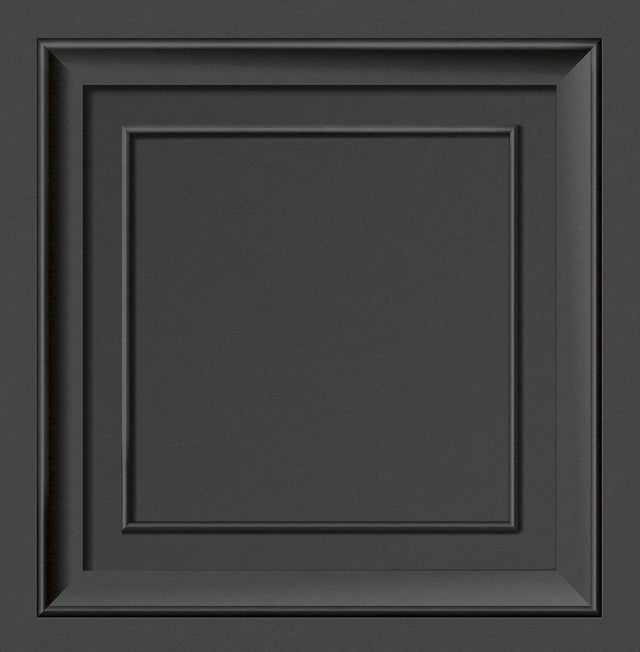 Distinctive Dark Grey Square Panel Wallpaper with Masculine Wood Panel Graphic - Fine Decor FD43001