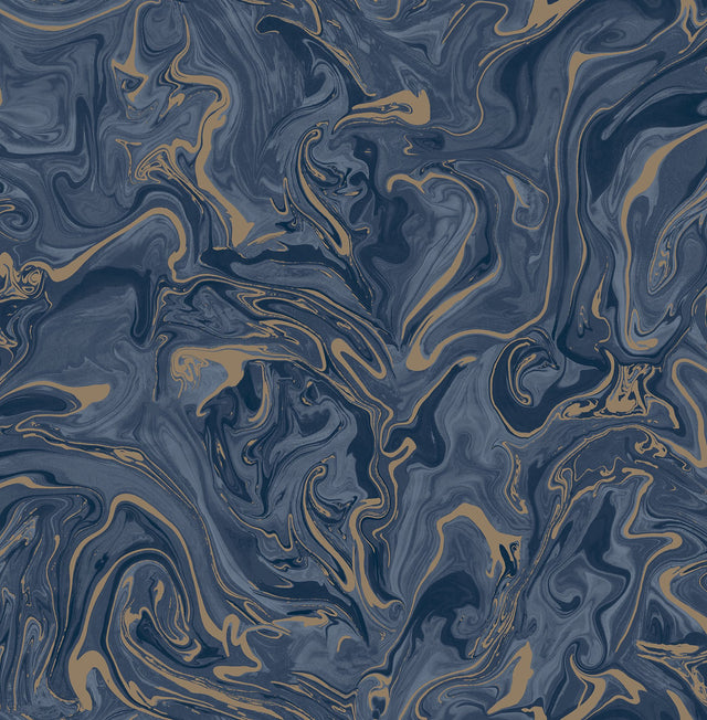 Suave Navy Marble Wallpaper with Abstract Glam Pattern - Fine Decor FD43055