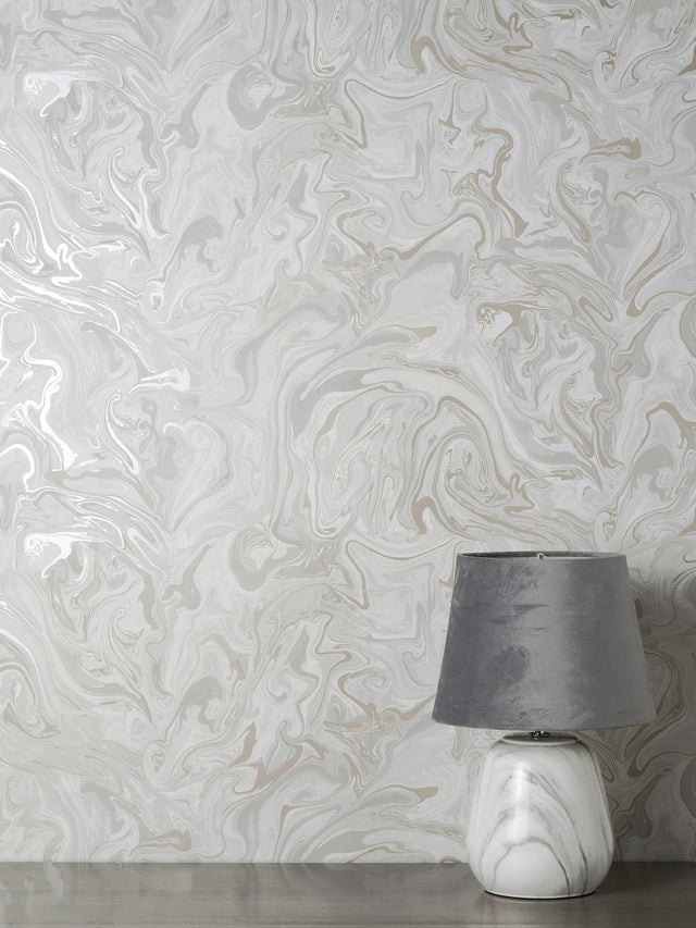 Suave Light Grey Marble Wallpaper