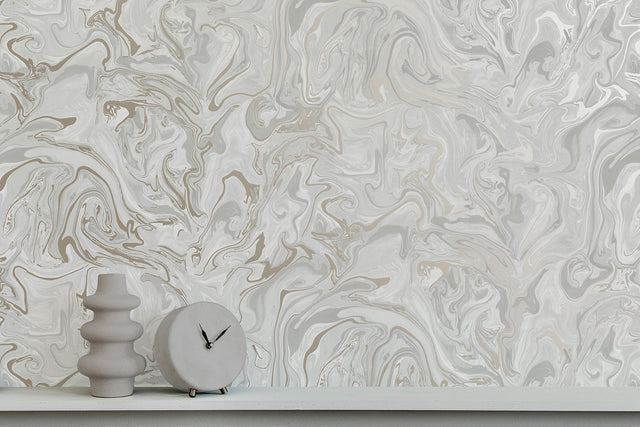 Suave Light Grey Marble Wallpaper