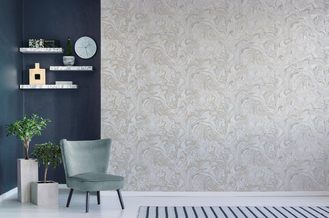 Suave Light Grey Marble Wallpaper