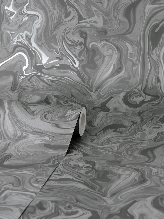 Suave Charcoal Marble Wallpaper