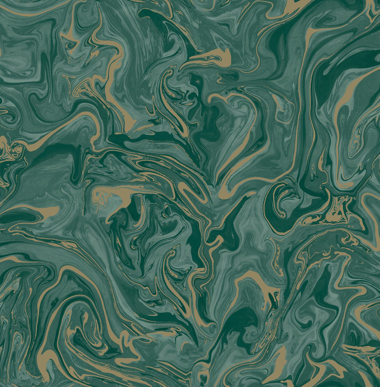 Suave Dark Green Marble Wallpaper with Abstract Glam Motif - Fine Decor FD43058