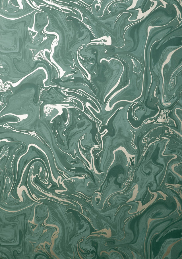 Suave Dark Green Marble Wallpaper with Abstract Glam Motif - Fine Decor FD43058