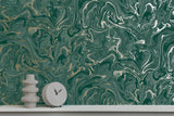 Suave Dark Green Marble Wallpaper with Abstract Glam Motif - Fine Decor FD43058