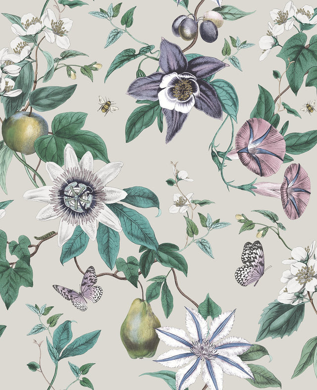 Sierra Silver Floral Wallpaper