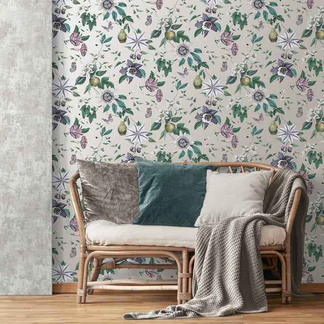 Sierra Silver Floral Wallpaper
