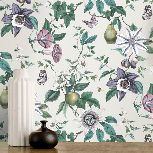 Sierra Silver Floral Wallpaper