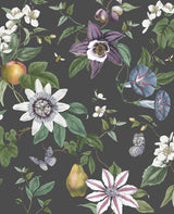 Sierra Black Floral Wallpaper with Botanical Flowers Modern Pattern - Fine Decor FD43060