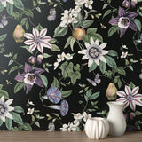 Sierra Black Floral Wallpaper with Botanical Flowers Modern Pattern - Fine Decor FD43060