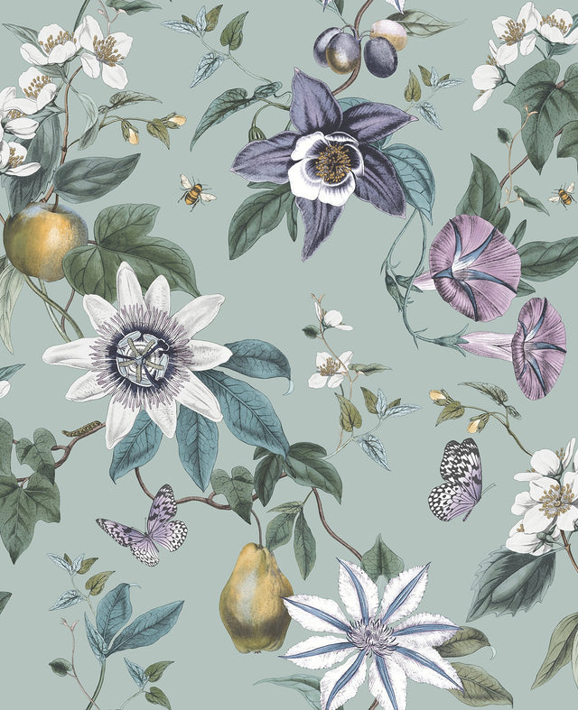 Sierra Sage Floral Wallpaper with Botanical Flowers and Modern Style - Fine Decor FD43061