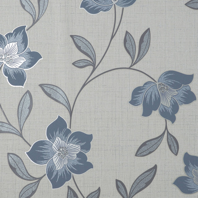Larson Blue Floral Wallpaper