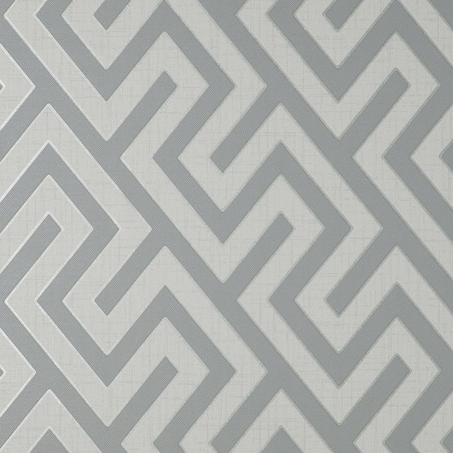 Meander Light Grey Geo Wallpaper with Geometric Greek Key Pattern - Fine Decor FD43071