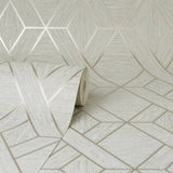 Malcolm Natural Geo Wallpaper with Metallic Textured Geometric Pattern - Fine Decor FD43153