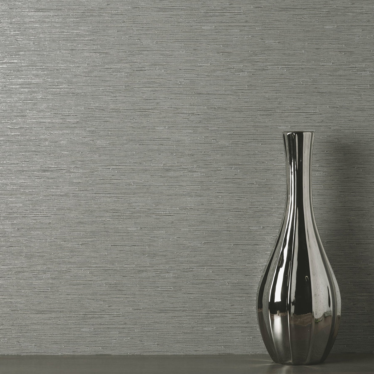 Mephi Grey Faux Grasscloth Textured Vinyl Wallpaper - Fine Decor FD43155