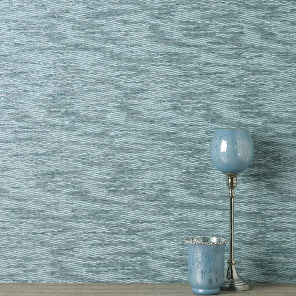 Mephi Teal Grasscloth Wallpaper with Faux Grasscloth Texture - Fine Decor FD43157