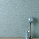 Mephi Teal Grasscloth Wallpaper with Faux Grasscloth Texture - Fine Decor FD43157
