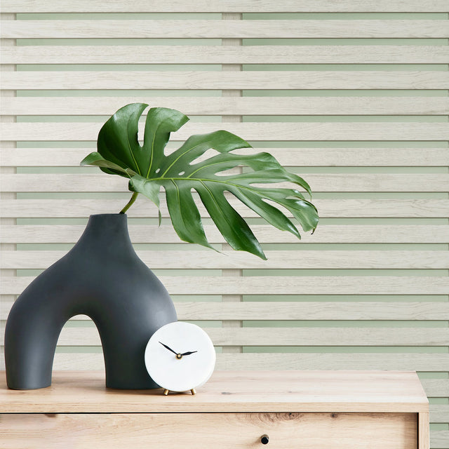 Marlow Sage Wood Slats Wallpaper with Farmhouse Wood Graphic Pattern - Fine Decor FD43218