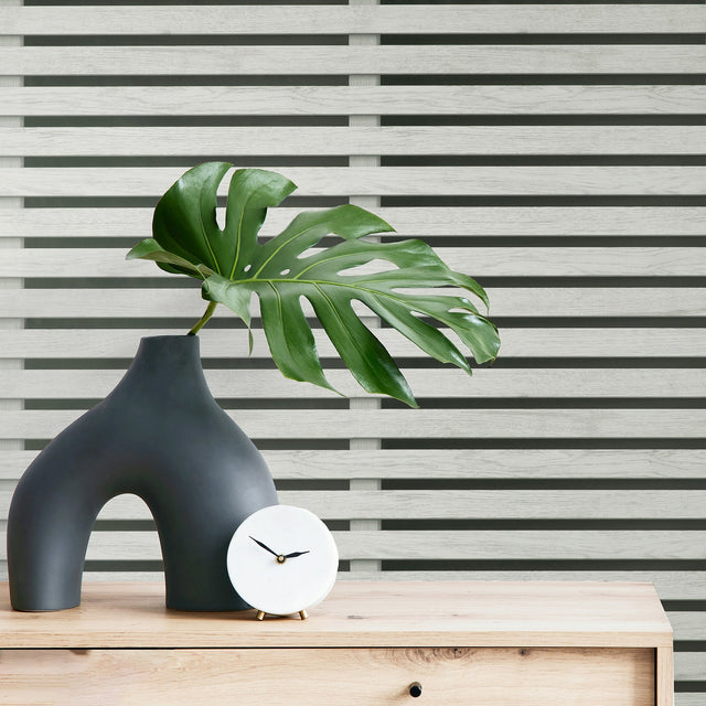 Marlow Charcoal Wood Slats Wallpaper with Farmhouse Wood Graphic Pattern - Fine Decor FD43219
