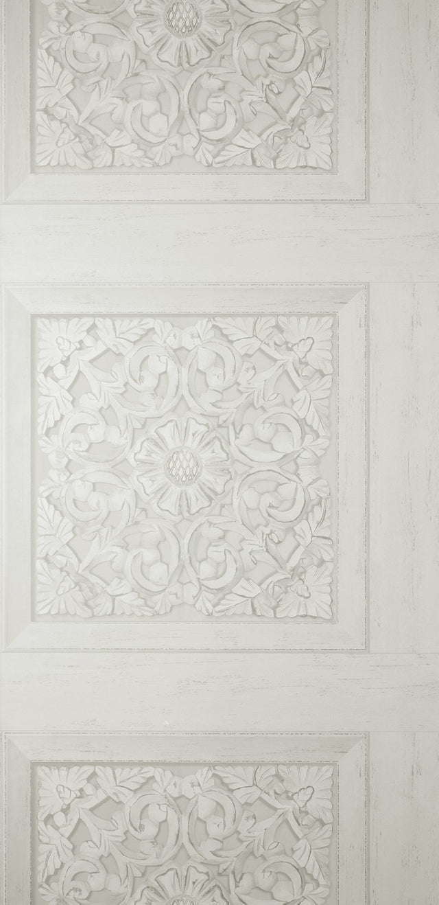 Albie Dove Carved Panel Wallpaper with Wood Graphic Motif - Fine Decor FD43275