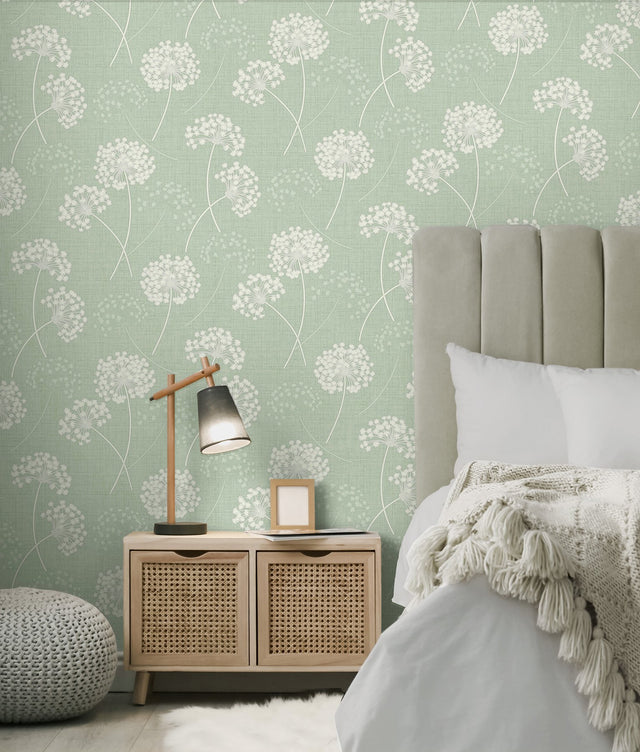 Grace Green Floral Wallpaper with Metallic Botanical Motif - Fine Decor FD43282