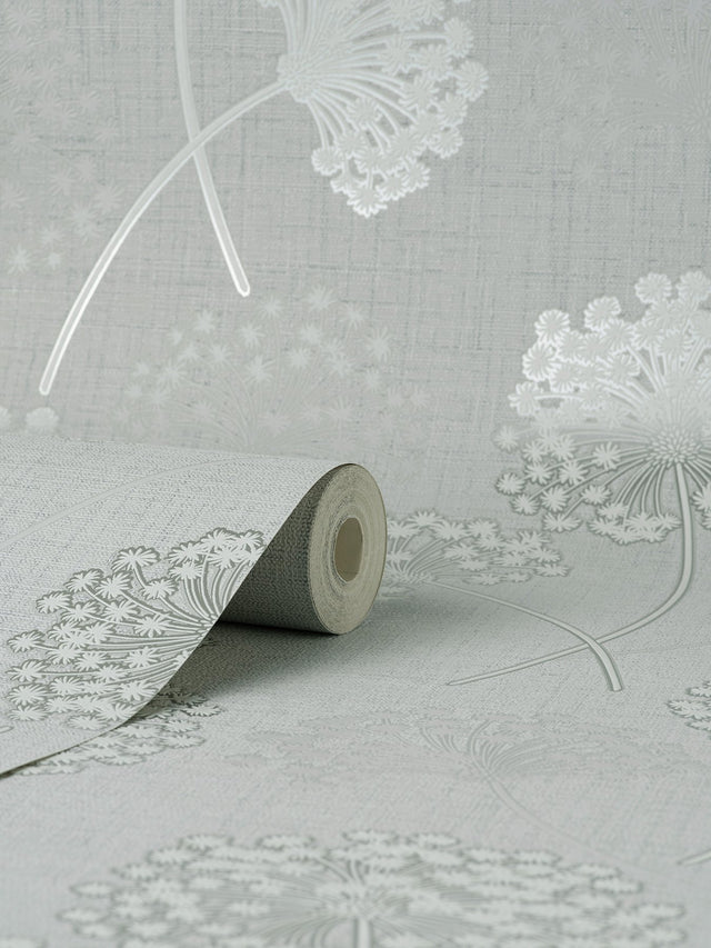 Grace Grey Floral Wallpaper with Metallic Botanical Motif - Fine Decor FD43284
