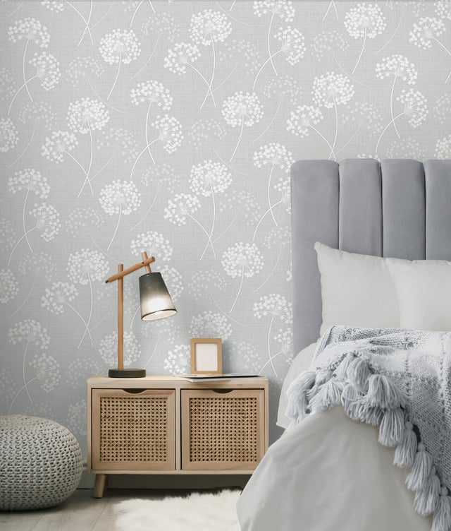 Grace Grey Floral Wallpaper with Metallic Botanical Motif - Fine Decor FD43284