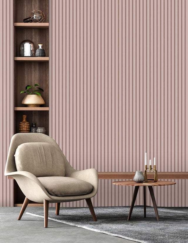 Reggie Blush Vertical Slats Wallpaper