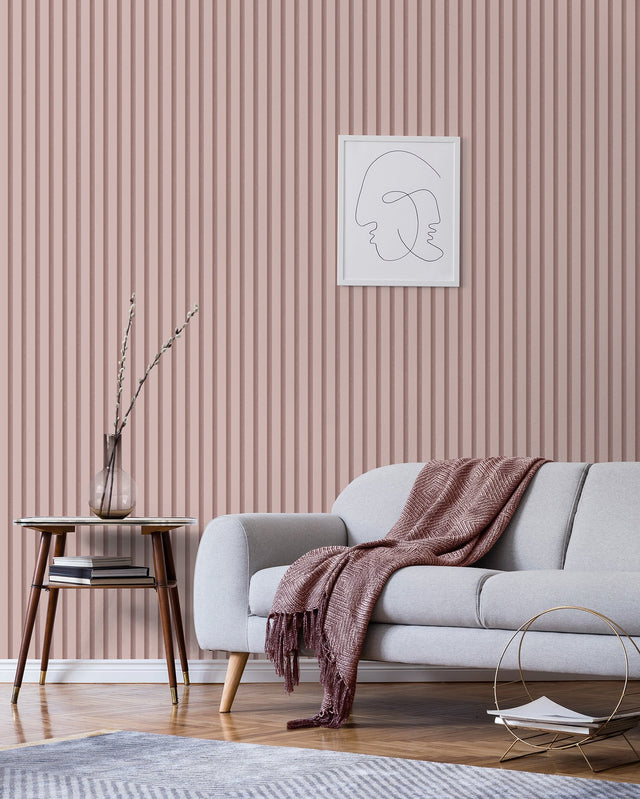 Reggie Blush Vertical Slats Wallpaper
