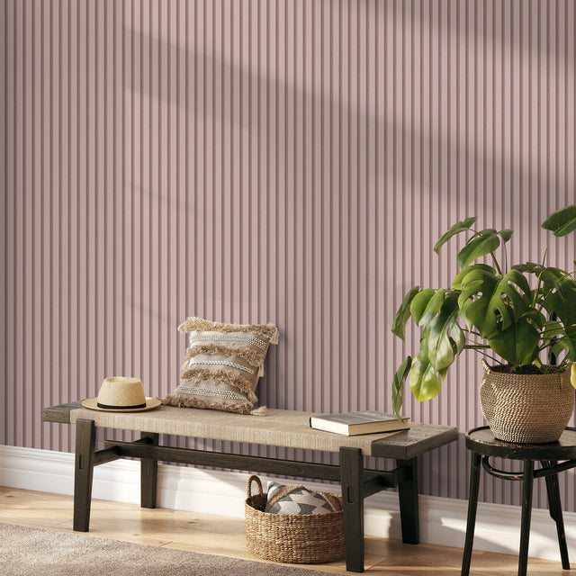 Reggie Blush Vertical Slats Wallpaper