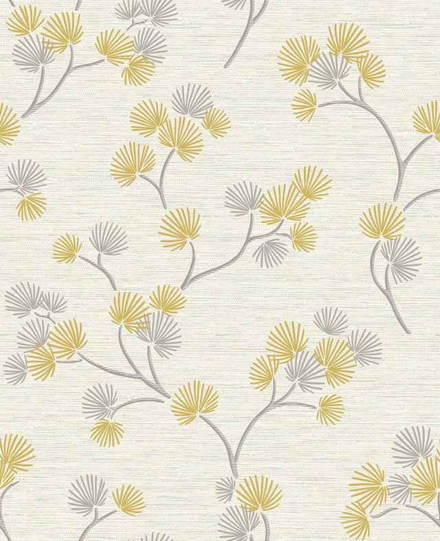 Kira Mustard Trail Botanical Leaves Wallpaper - Fine Decor FD43309