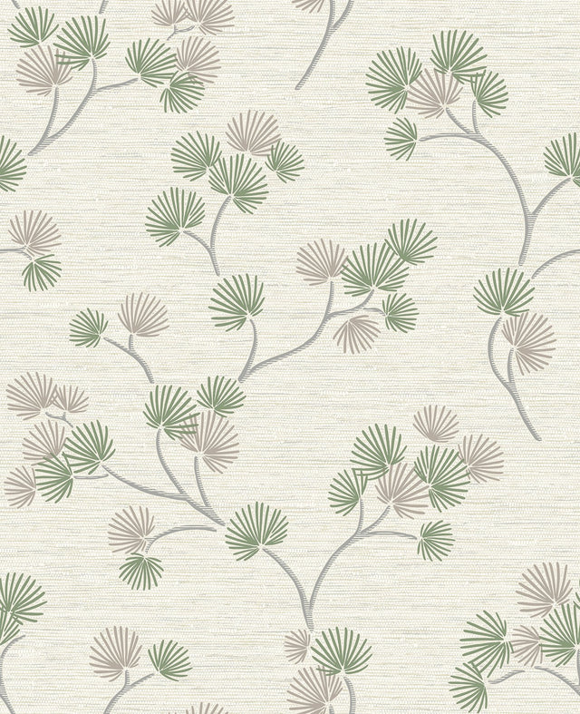 Kira Green Trail Botanical Scandinavian Wallpaper - Fine Decor FD43310