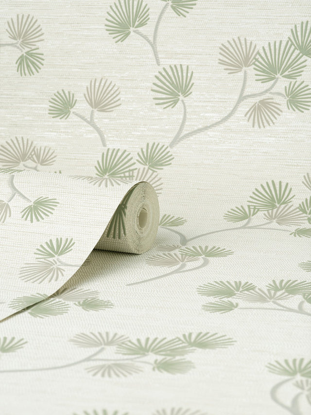 Kira Green Trail Botanical Scandinavian Wallpaper - Fine Decor FD43310