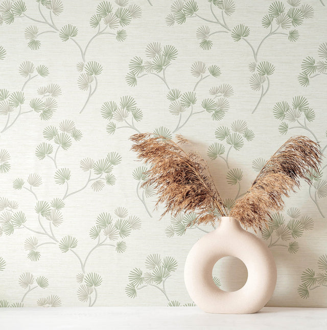 Kira Green Trail Botanical Scandinavian Wallpaper - Fine Decor FD43310