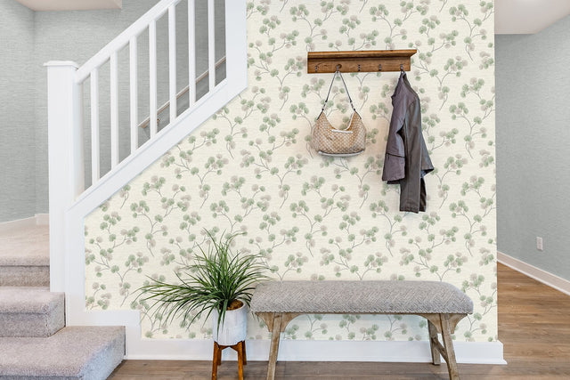 Kira Green Trail Botanical Scandinavian Wallpaper - Fine Decor FD43310