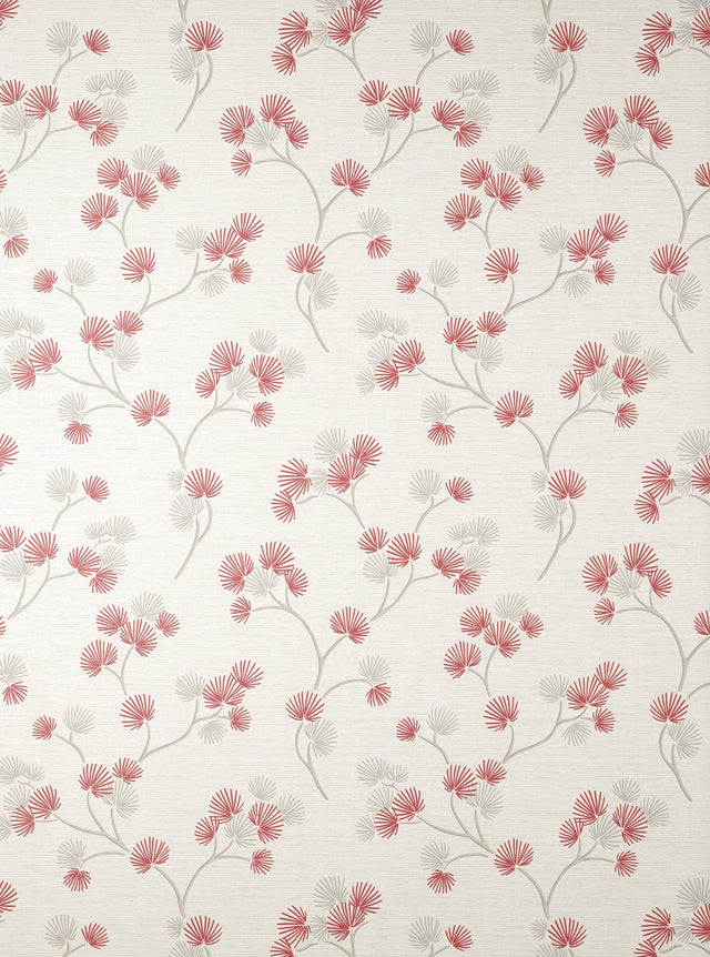 Kira Red Trail Wallpaper with Botanical Leaves Motif, Scandinavian Style - Fine Decor FD43311