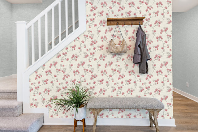 Kira Red Trail Wallpaper with Botanical Leaves Motif, Scandinavian Style - Fine Decor FD43311