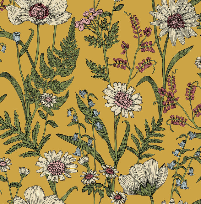 Arden Mustard Wild Meadow Wallpaper