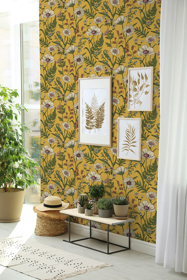 Arden Mustard Wild Meadow Wallpaper