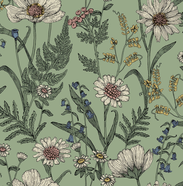 Arden Sage Wild Meadow Wallpaper