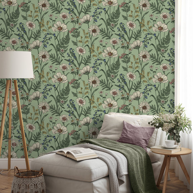 Arden Sage Wild Meadow Wallpaper