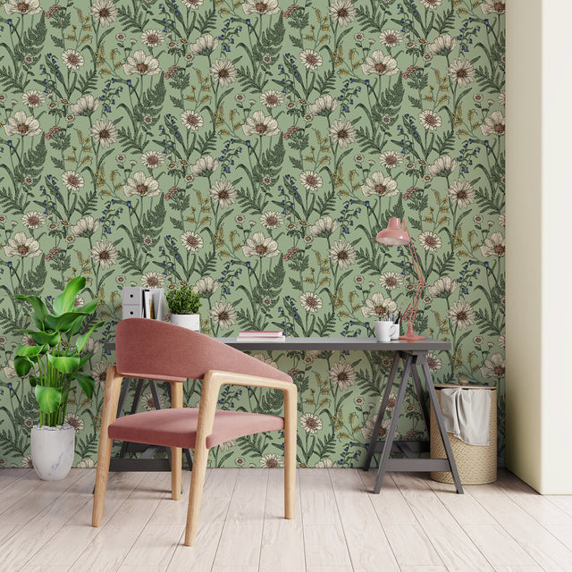 Arden Sage Wild Meadow Wallpaper