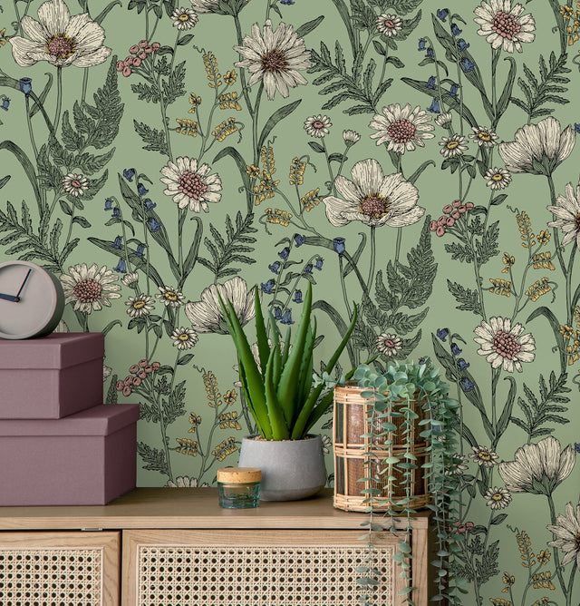 Arden Sage Wild Meadow Wallpaper