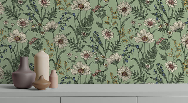 Arden Sage Wild Meadow Wallpaper
