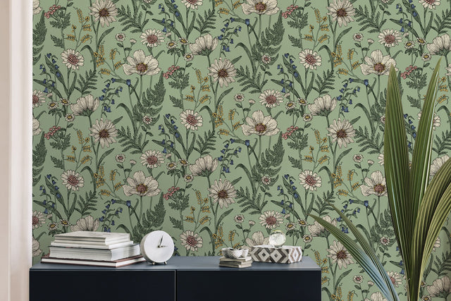 Arden Sage Wild Meadow Wallpaper