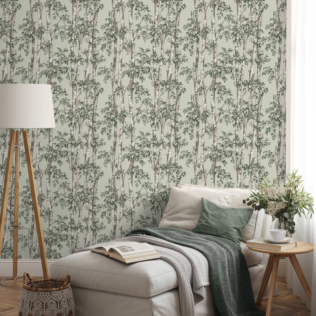 Bastian Green by Fine Decor Trees Wallpaper – Brewster Home Fashions FD43341