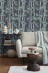 Bastian Blue by Fine Decor Trees Wallpaper – Brewster Home Fashions FD43342