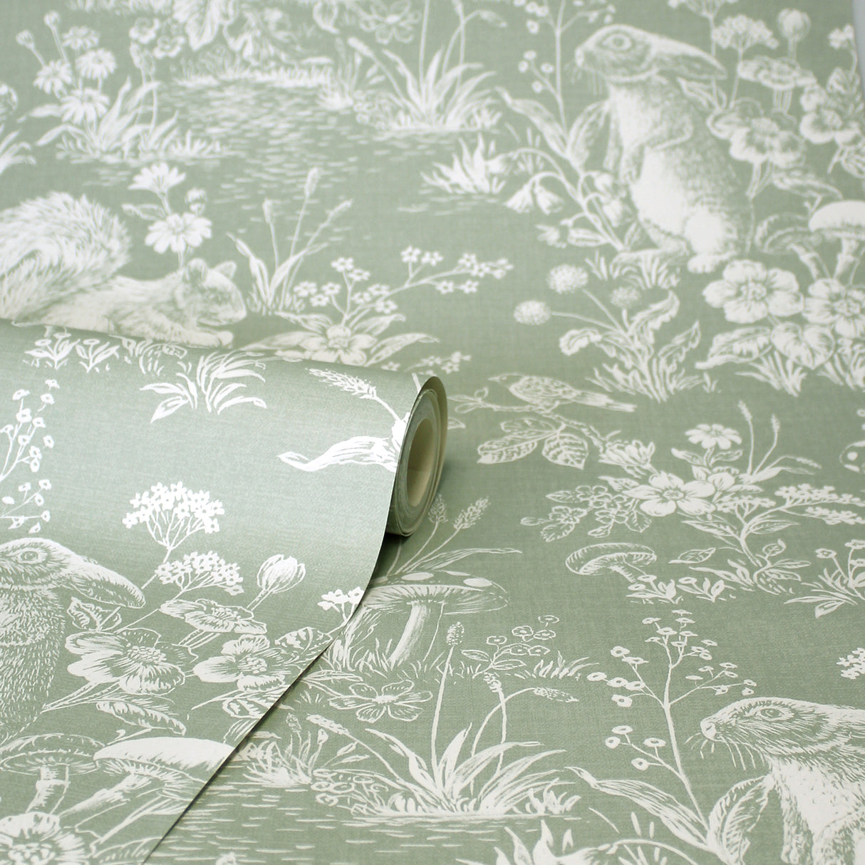 Eames Sage by Fine Decor Forest Friends Wallpaper – Brewster Home Fashions FD43345